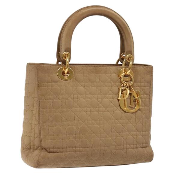 DIOR Canage Lady DIOR Hand Bag Nylon Beige Gold - Picture 1 of 12